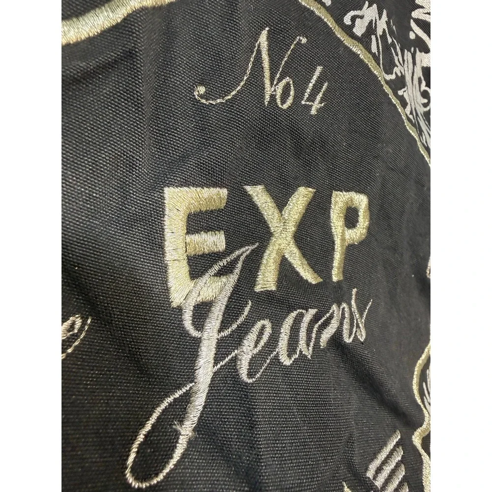 Vintage‎ Express Drawstring Duffle Bag Black Logo Cinch Sack Y2K